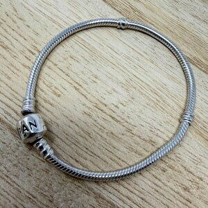 Pandora Moments Barrel Clasp Snake Chain Bracelet 925 Sterling Silver 7.5 in